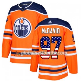 Edmonton Oilers Hockeydrakt Connor McDavid 97 2017-2018 USA Flag Fashion Orange Adidas Authentic - Herre